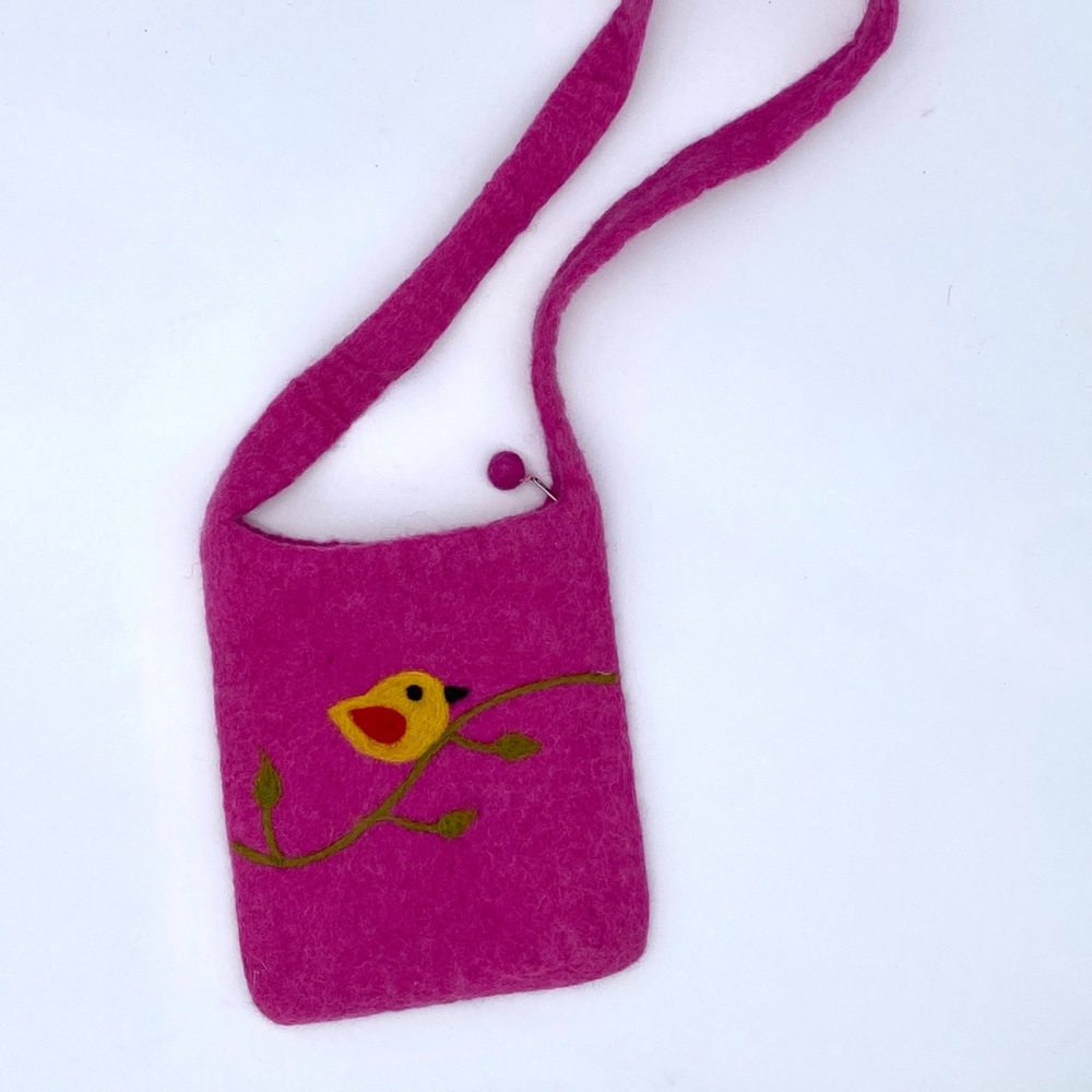 New pink crossbody bag 100% wool